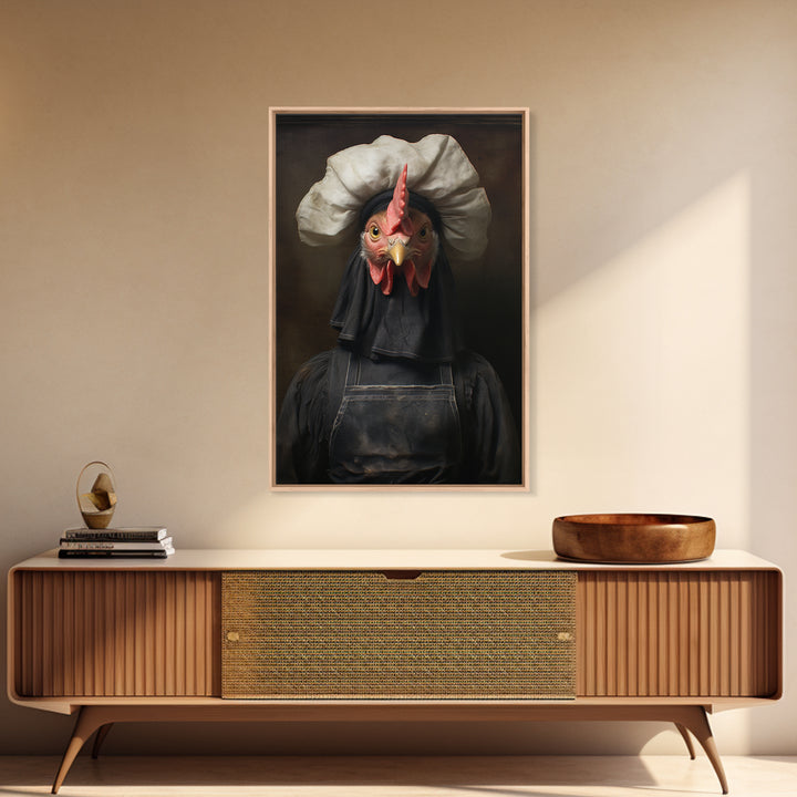 Chicken Housekeeper, Victorian Animal Portrait, Halloween Art, Gothic Whimsy Decor, Anthropomorphic Costume Art