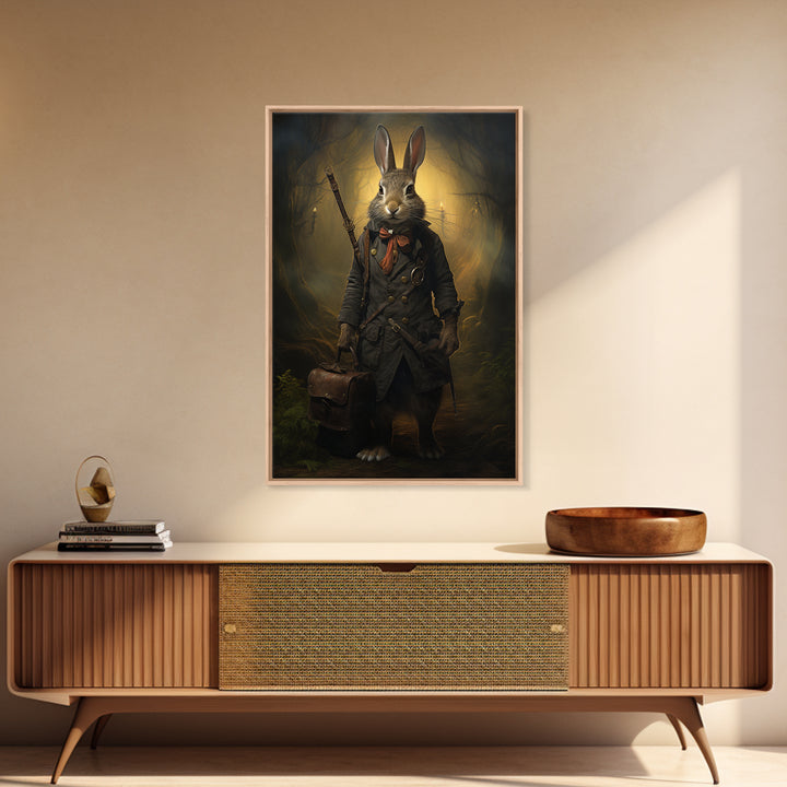 Hare Explorer, Victorian Animal Portrait, Halloween Art, Gothic Whimsy Decor, Anthropomorphic Costume Art