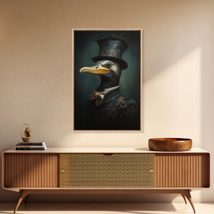 Cormorant Captain, Victorian Animal Portrait, Halloween Art, Gothic Whimsy Decor, Anthropomorphic Costume Art