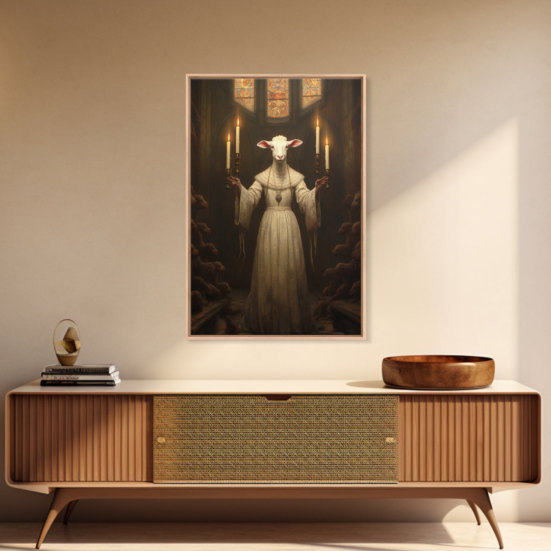 Lamb Choir Mistress, Victorian Animal Portrait, Halloween Art, Gothic Whimsy Decor, Anthropomorphic Costume Art
