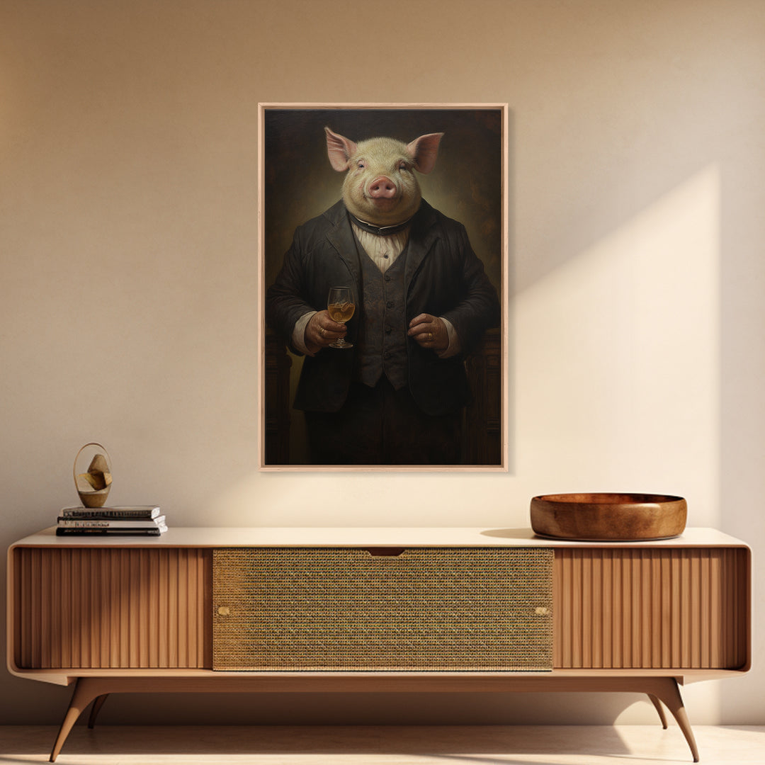 Boar Innkeeper, Victorian Animal Portrait, Halloween Art, Gothic Whimsy Decor, Anthropomorphic Costume Art