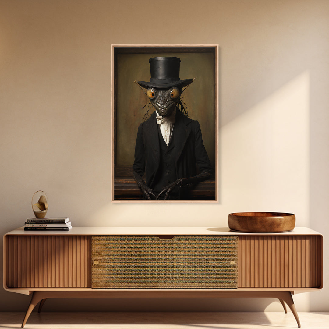 Mantis Archivist, Victorian Animal Portrait, Halloween Art, Gothic Whimsy Decor, Anthropomorphic Costume Art