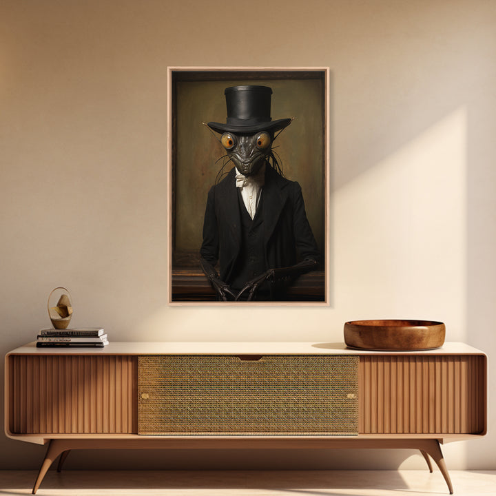 Mantis Archivist, Victorian Animal Portrait, Halloween Art, Gothic Whimsy Decor, Anthropomorphic Costume Art