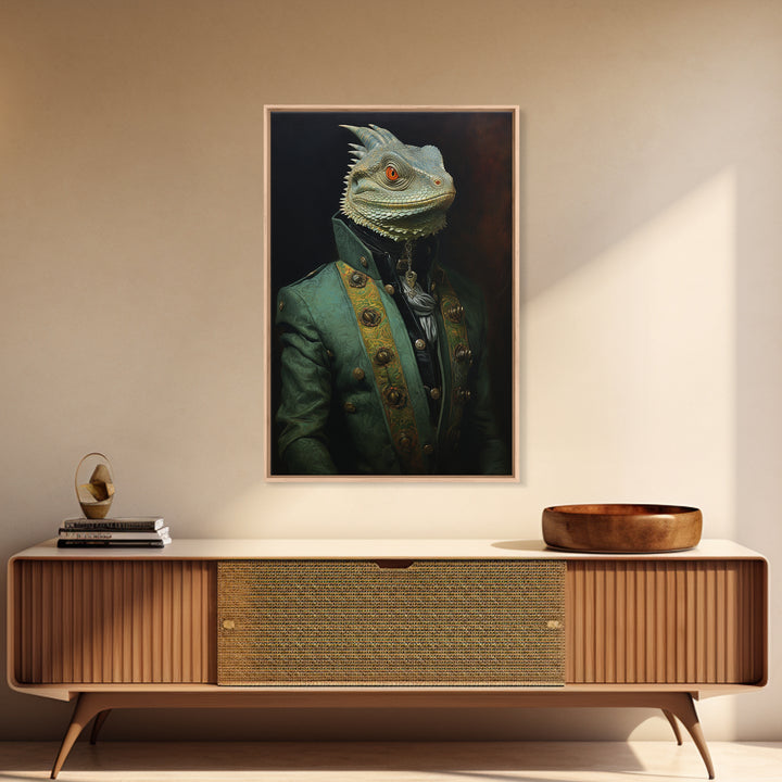 Iguana Vizier, Victorian Animal Portrait, Halloween Art, Gothic Whimsy Decor, Anthropomorphic Costume Art