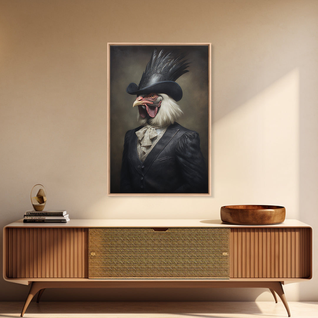 Rooster Magistrate, Victorian Animal Portrait, Halloween Art, Gothic Whimsy Decor, Anthropomorphic Costume Art
