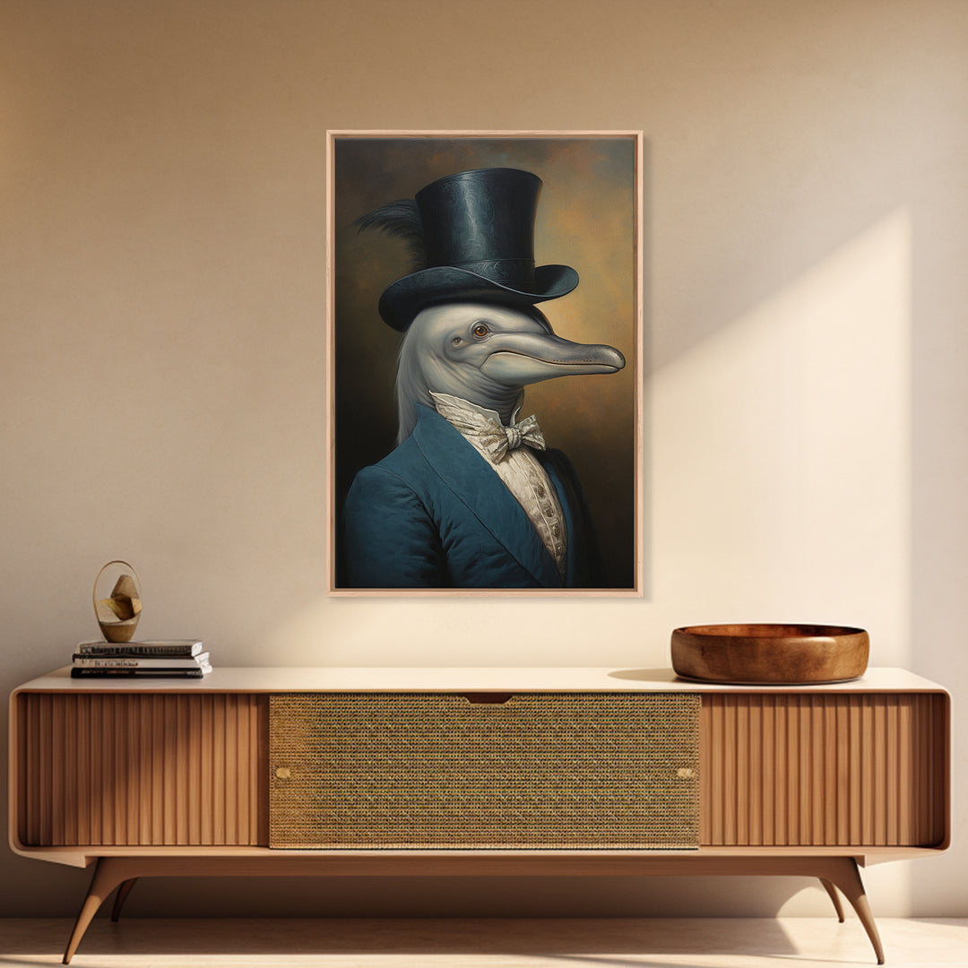 Dolphin Aristocrat, Victorian Animal Portrait, Halloween Art, Gothic Whimsy Decor, Anthropomorphic Costume Art