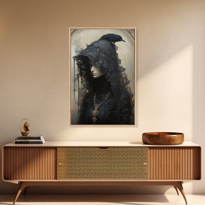 Cuckoo Widow, Victorian Animal Portrait, Halloween Art, Gothic Whimsy Decor, Anthropomorphic Costume Art