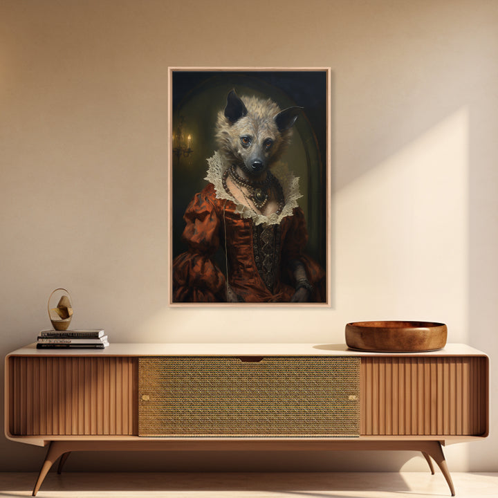 Hyena Social Climber, Victorian Animal Portrait, Halloween Art, Gothic Whimsy Decor, Anthropomorphic Costume Art