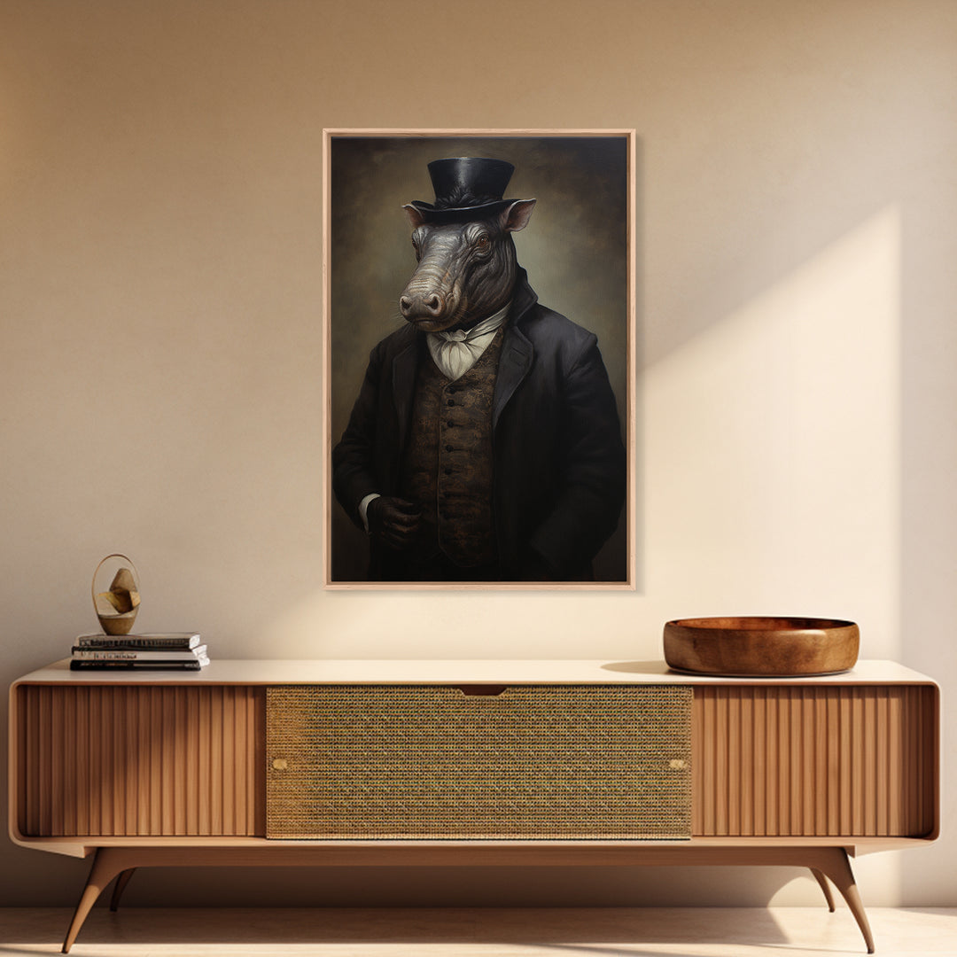 Tapir Antiquarian, Victorian Animal Portrait, Halloween Art, Gothic Whimsy Decor, Anthropomorphic Costume Art