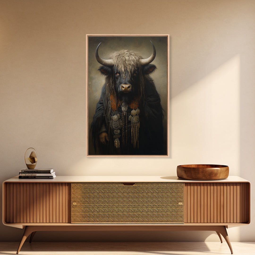 Yak Matriarch, Victorian Animal Portrait, Halloween Art, Gothic Whimsy Decor, Anthropomorphic Costume Art