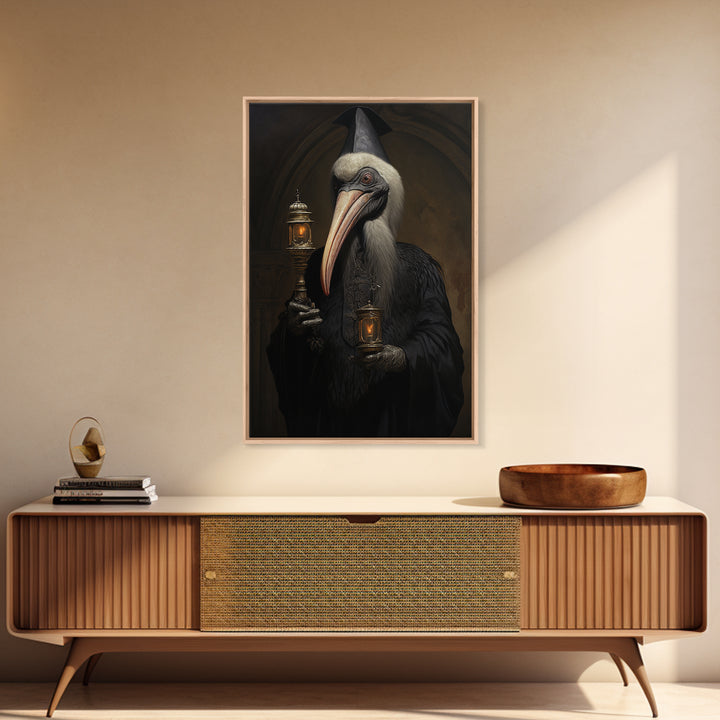 Pelican Bishop, Victorian Animal Portrait, Halloween Art, Gothic Whimsy Decor, Anthropomorphic Costume Art