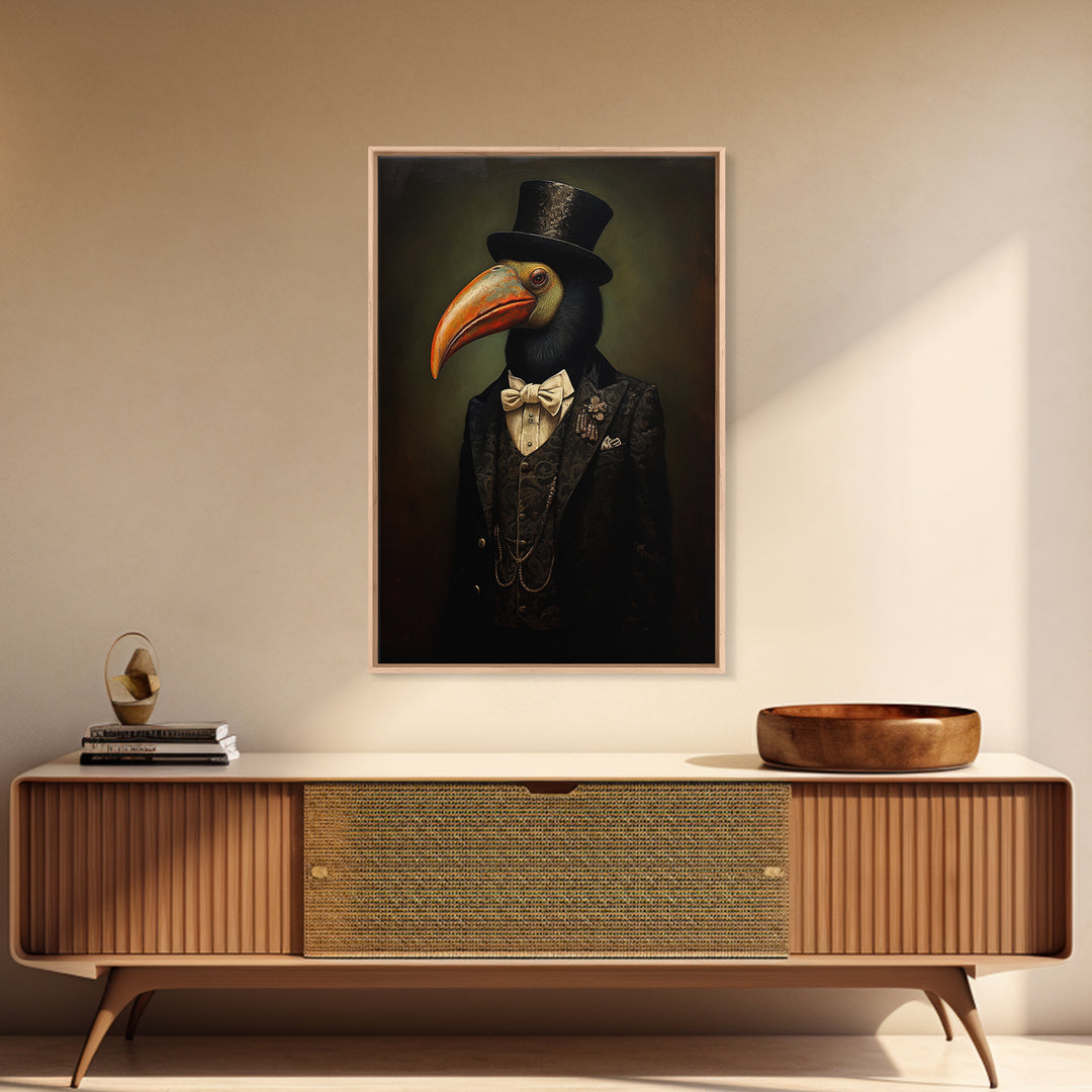 Toucan Advocate, Victorian Animal Portrait, Halloween Art, Gothic Whimsy Decor, Anthropomorphic Costume Art