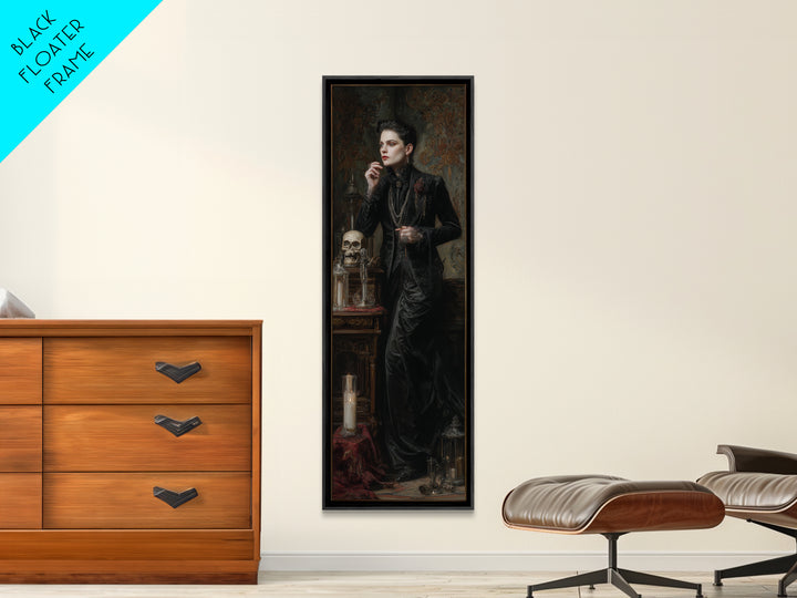 The Graveyard Ghost, Dark Academia Wall Art, Tall Narrow Wall Art, Framed Canvas Print, Gothic Wall Decor, Halloween Portrait Art