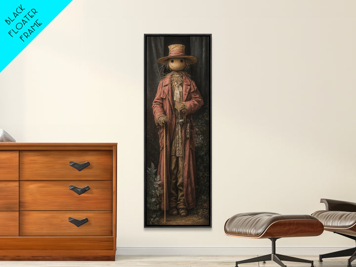 The Living Scarecrow, Dark Academia Wall Art, Tall Narrow Wall Art, Framed Canvas Print, Gothic Wall Decor, Halloween Portrait Art