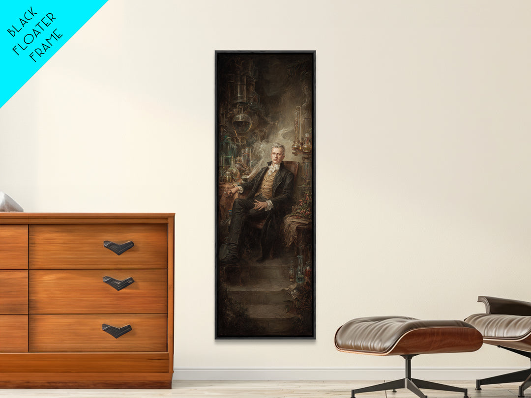 The Mad Alchemist, Victorian Gothic Art, Tall Narrow Wall Art, Canvas Print, Gothic Wall Decor, Halloween Portrait Art, Horror Wall Art