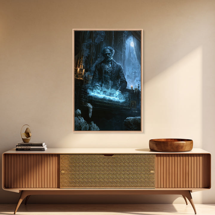 The Phantom Organist, Dark Academia Wall Art, Vertical Wall Art, Framed Canvas Print, Gothic Wall Decor, Halloween Portrait Art