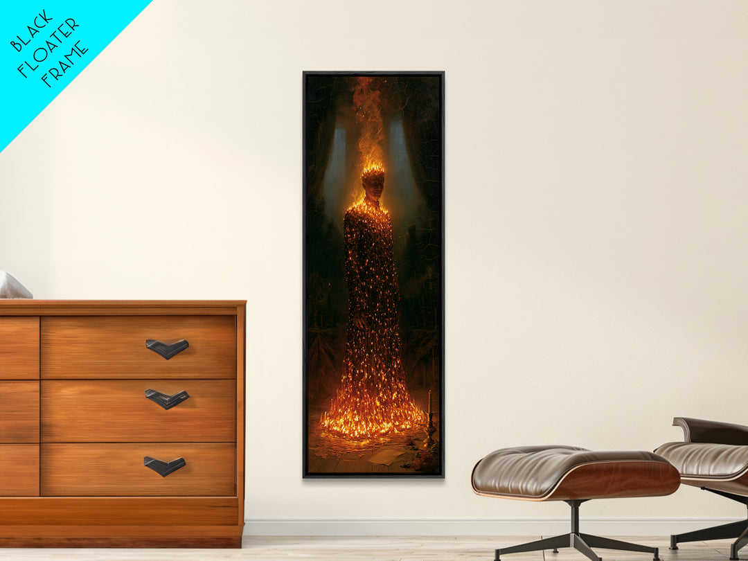 The Candlewax Man, Antique Gothic Portrait, Tall Narrow Wall Art, Framed Canvas Print, Gothic Wall Decor, Halloween Portrait Art