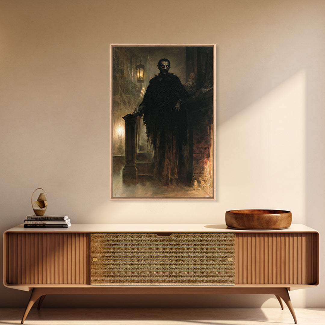 The Chimney Phantom, Victorian Horror Portrait, Vertical Wall Art, Framed Canvas Print, Gothic Wall Decor, Halloween Portrait Art