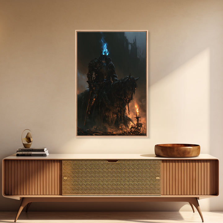 The Spectral Knight, Antique Gothic Portrait, Vertical Wall Art, Canvas Print, Gothic Wall Decor, Halloween Portrait Art, Statement Wall Art