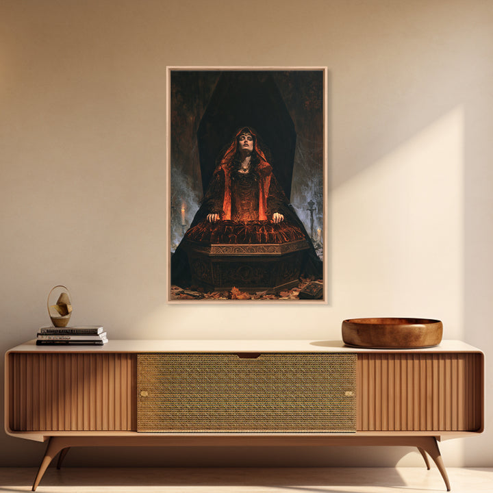 The Coffin Sleeper, Antique Gothic Portrait, Vertical Wall Art, Canvas Print, Gothic Wall Decor, Halloween Portrait Art, Horror Wall Art