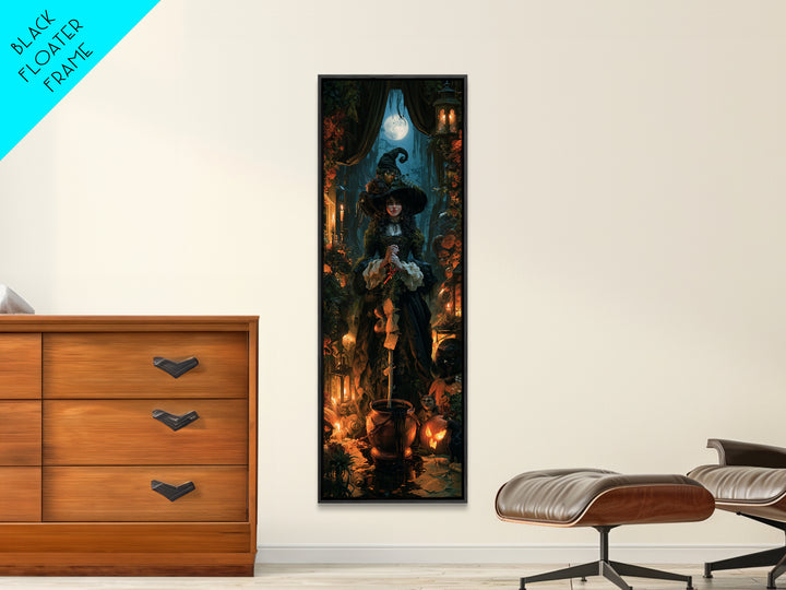 The Swamp Witch, Macabre Victorian Decor, Tall Narrow Wall Art, Framed Canvas Print, Gothic Wall Decor, Halloween Portrait Art