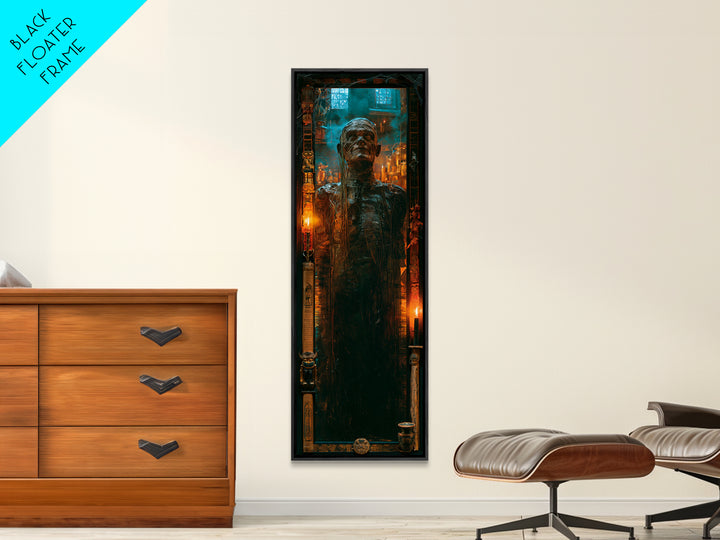 The Bog Mummy, Antique Gothic Portrait, Tall Narrow Wall Art, Framed Canvas Print, Gothic Wall Decor, Halloween Portrait Art