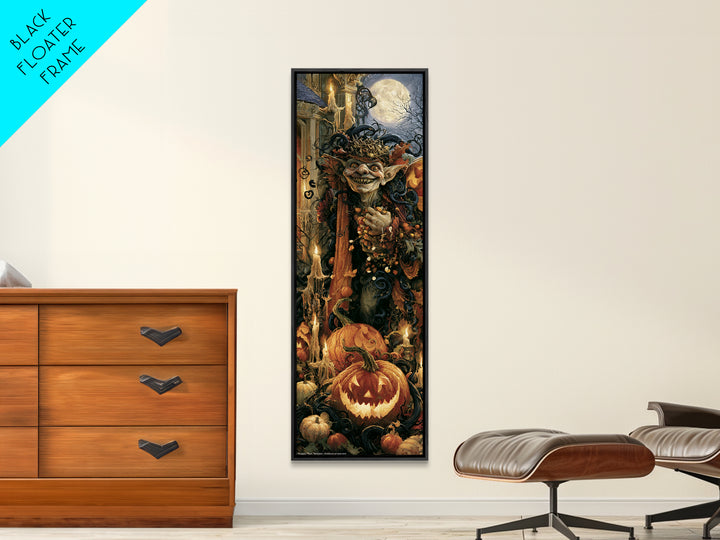 The Pumpkin Patch Goblin, Victorian Gothic Art, Tall Narrow Wall Art, Canvas Print, Gothic Wall Decor, Halloween Portrait Art