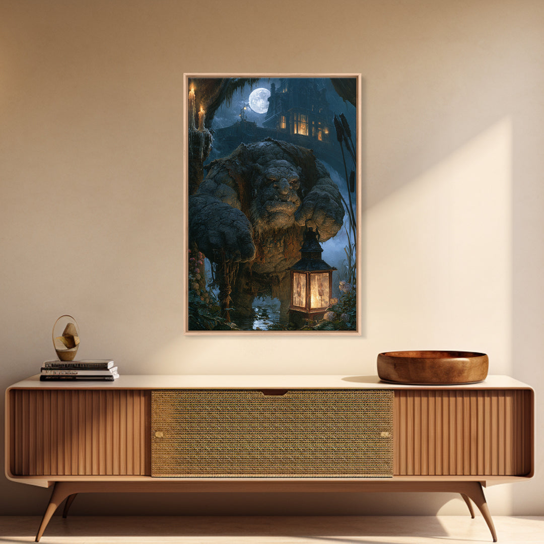 The Bridge Troll At Midnight, Victorian Horror Portrait, Vertical Wall Art, Canvas Print, Gothic Wall Decor, Halloween Portrait Art
