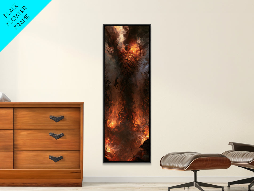 The Cornfield Crawler, Macabre Victorian Decor, Tall Narrow Wall Art, Framed Canvas Print, Gothic Wall Decor, Halloween Portrait Art