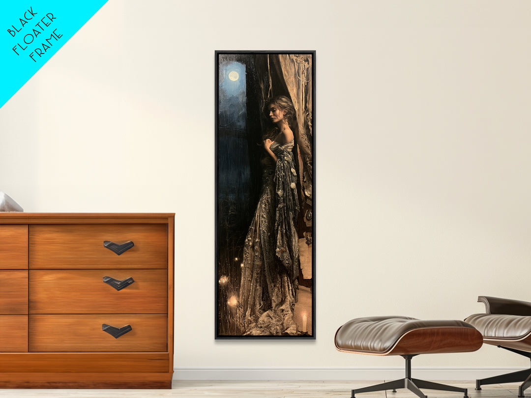 The Salt-Marsh Witch, Victorian Horror Portrait, Tall Narrow Wall Art, Canvas Print, Gothic Wall Decor, Halloween Portrait Art