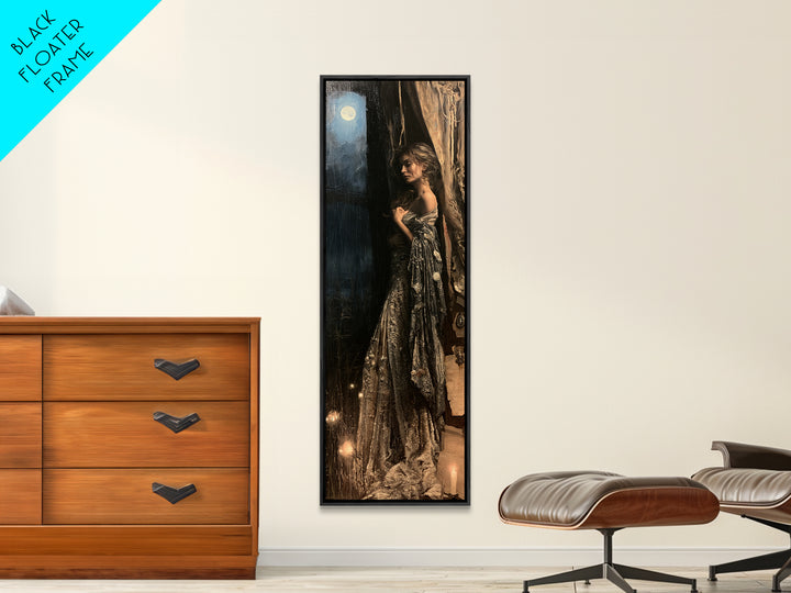 The Salt-Marsh Witch, Victorian Horror Portrait, Tall Narrow Wall Art, Canvas Print, Gothic Wall Decor, Halloween Portrait Art