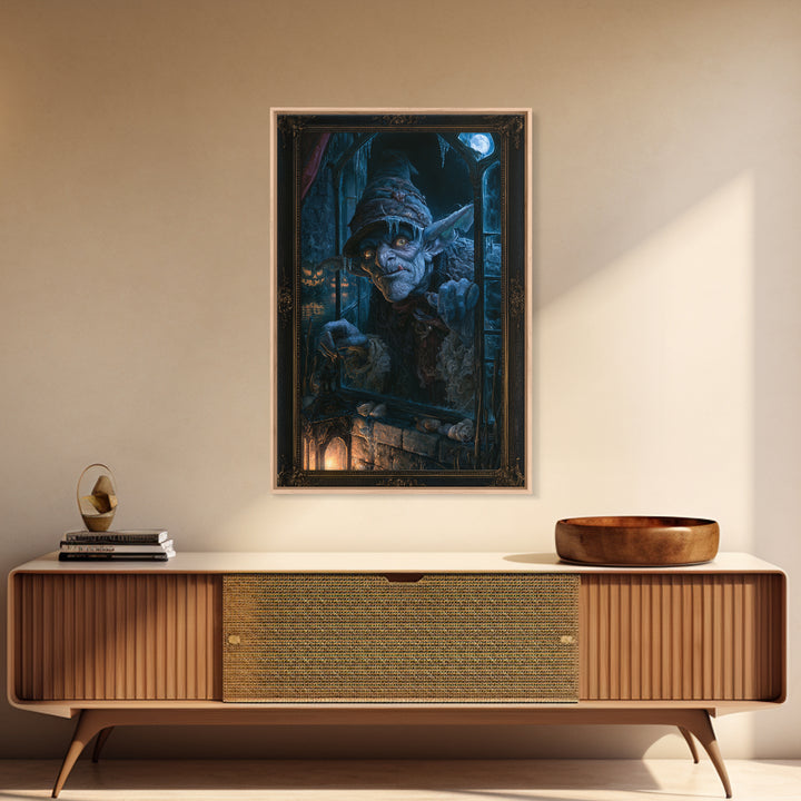 The Frost Goblin, Macabre Victorian Decor, Vertical Wall Art, Framed Canvas Print, Gothic Wall Decor, Halloween Portrait Art