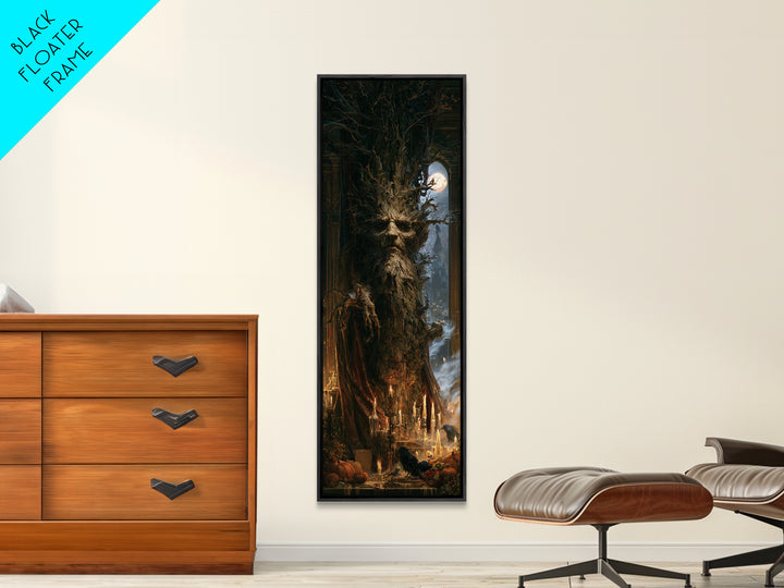 The Hollow-Tree Monster, Victorian Horror Portrait, Tall Narrow Wall Art, Canvas Print, Gothic Wall Decor, Halloween Portrait Art