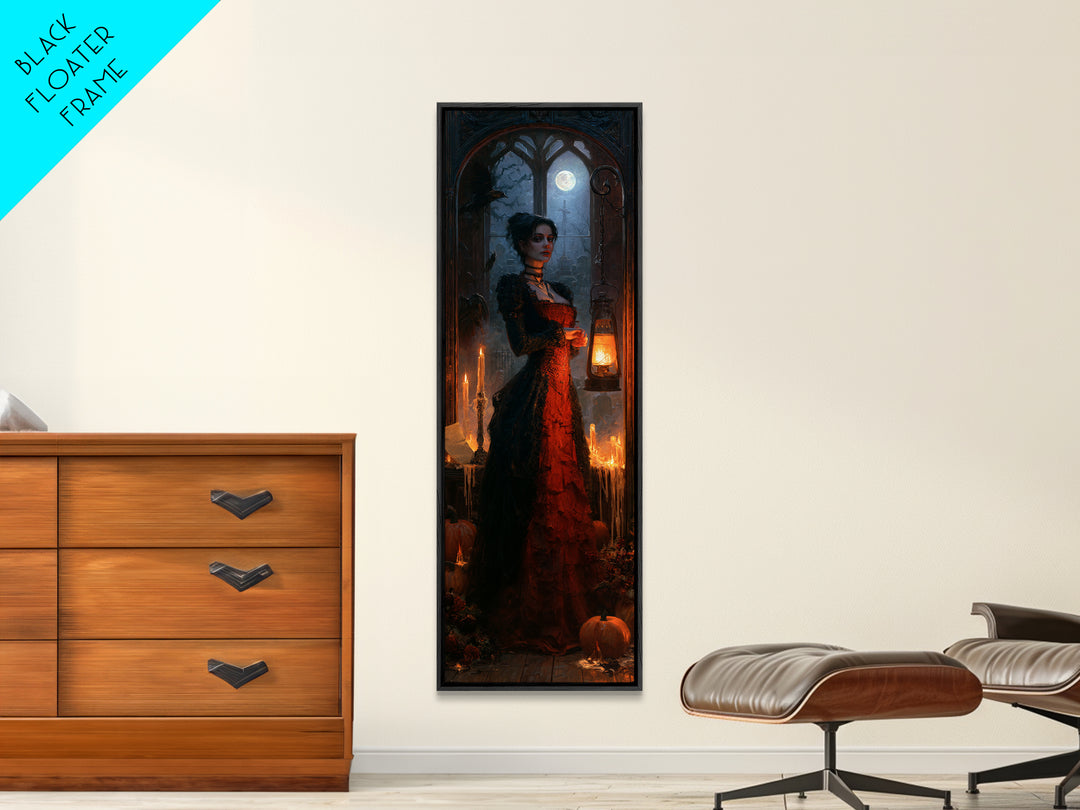 The Crossroads Spirit, Antique Gothic Portrait, Tall Narrow Wall Art, Canvas Print, Gothic Wall Decor, Halloween Portrait Art