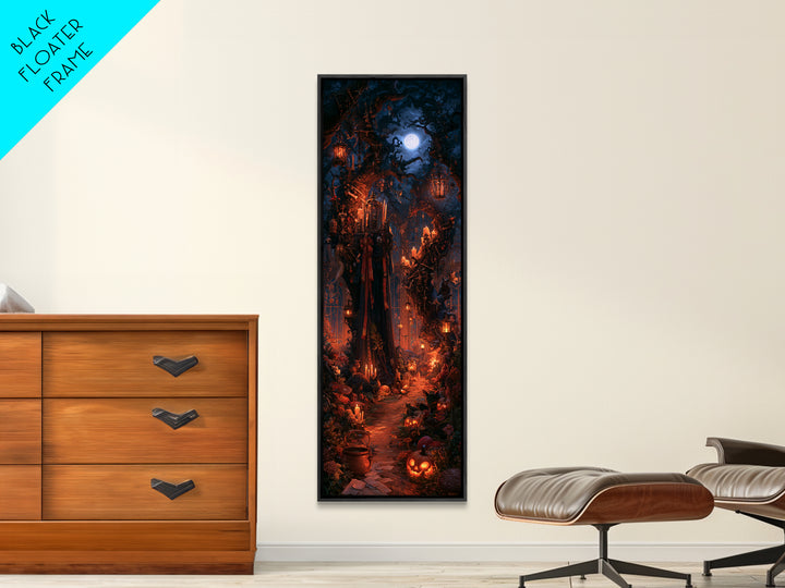 The Witch'S Forest, Macabre Victorian Decor, Tall Narrow Wall Art, Framed Canvas Print, Gothic Wall Decor, Halloween Portrait Art