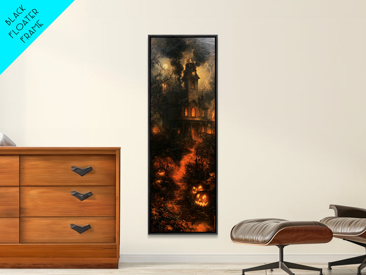 The Possessed Farmhouse, Antique Gothic Portrait, Tall Narrow Wall Art, Canvas Print, Gothic Wall Decor, Halloween Portrait Art