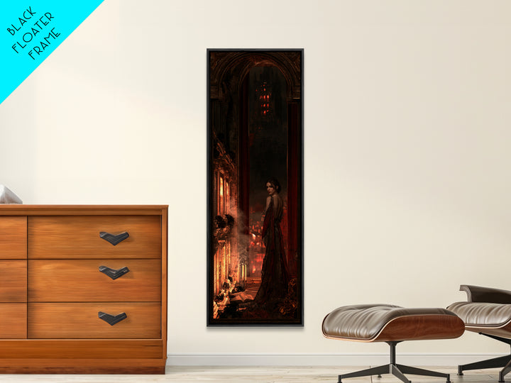 The Vampire Castle, Macabre Victorian Decor, Tall Narrow Wall Art, Canvas Print, Gothic Wall Decor, Halloween Portrait Art