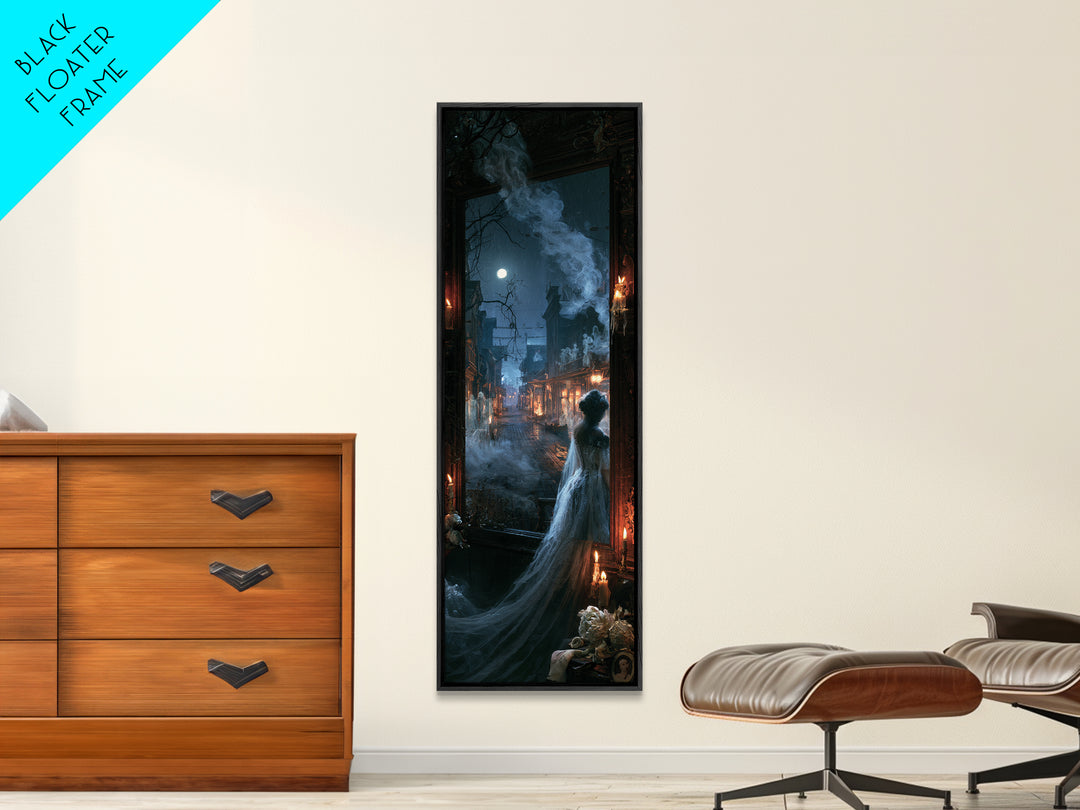 The Ghost Town Main Street, Macabre Victorian Decor, Tall Narrow Wall Art, Canvas Print, Gothic Wall Decor, Halloween Portrait Art
