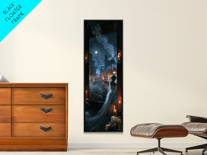 The Ghost Town Main Street, Macabre Victorian Decor, Tall Narrow Wall Art, Canvas Print, Gothic Wall Decor, Halloween Portrait Art