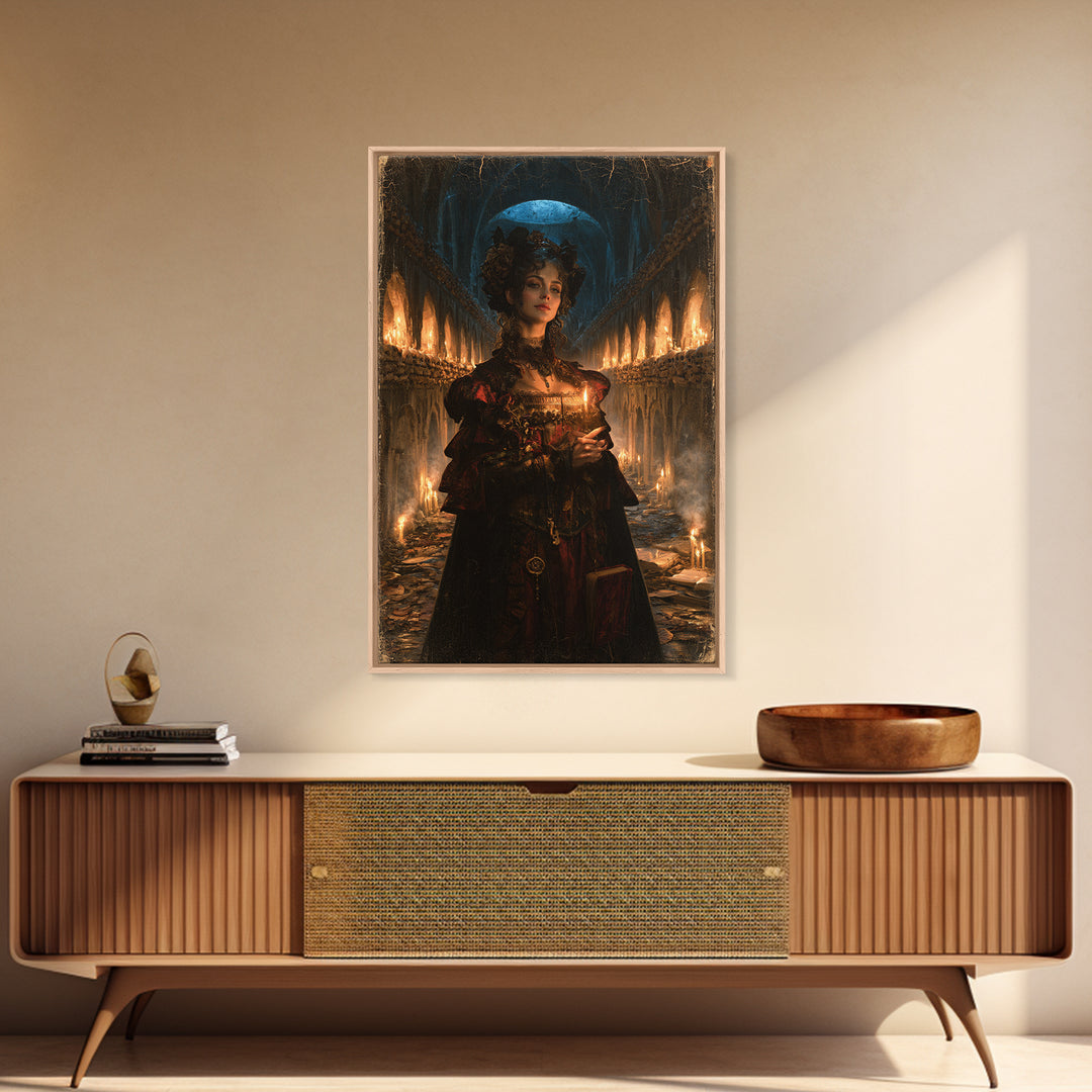The Endless Catacombs, Victorian Gothic Art, Vertical Wall Art, Canvas Print, Gothic Wall Decor, Halloween Portrait Art, Dark Fantasy Art