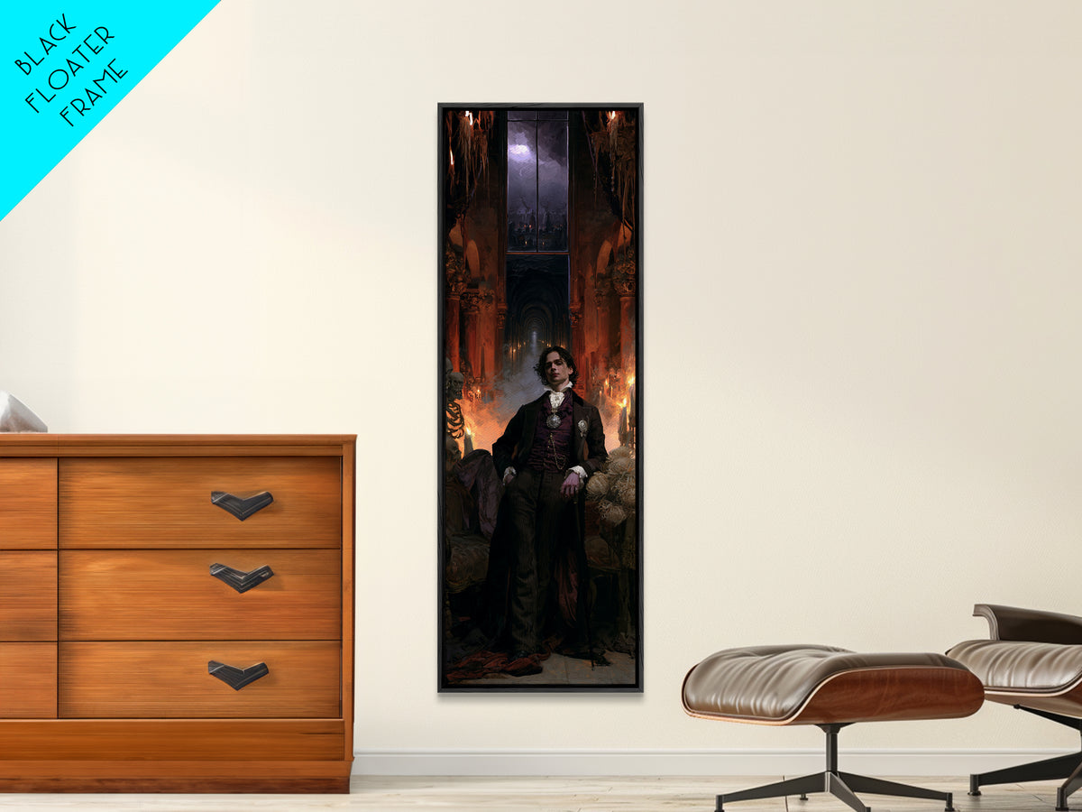 The Endless Catacombs, Antique Gothic Portrait, Tall Narrow Wall Art, Canvas Print, Gothic Wall Decor, Halloween Portrait Art