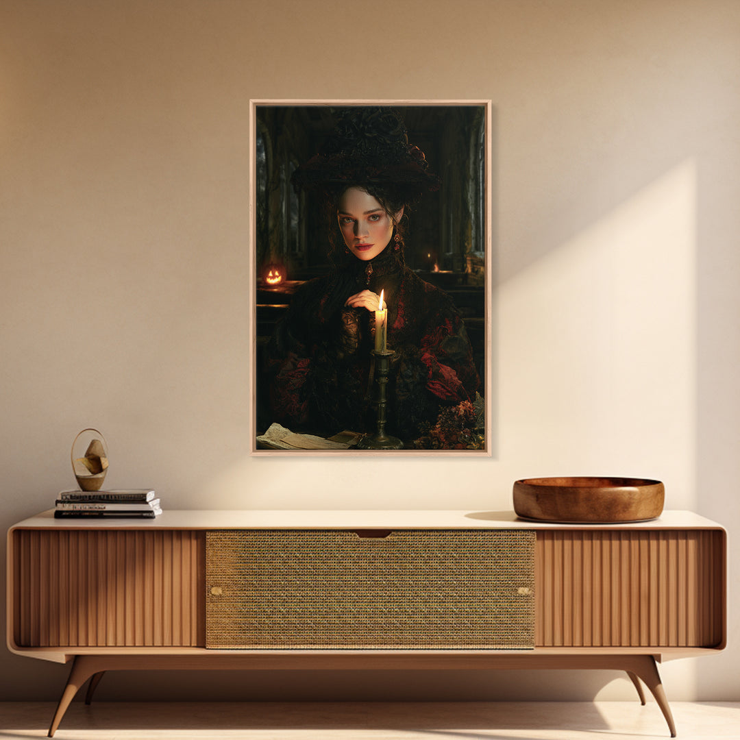 The Overgrown Chapel, Antique Gothic Portrait, Vertical Wall Art, Framed Canvas Print, Gothic Wall Decor, Halloween Portrait Art