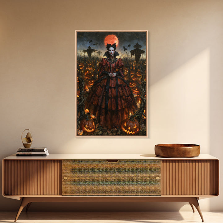 The Pumpkin Patch Maze, Victorian Gothic Art, Vertical Wall Art, Canvas Print, Gothic Wall Decor, Halloween Portrait Art, Dark Fantasy Art