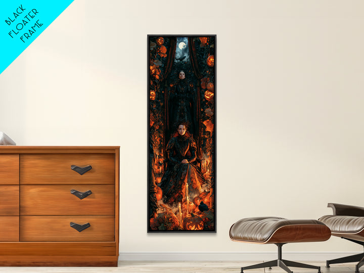 The Pumpkin Patch Maze, Victorian Gothic Art, Tall Narrow Wall Art, Canvas Print, Gothic Wall Decor, Halloween Portrait Art, Halloween Decor