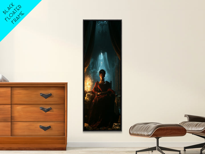 The Haunted Hotel, Macabre Victorian Decor, Tall Narrow Wall Art, Framed Canvas Print, Gothic Wall Decor, Halloween Portrait Art
