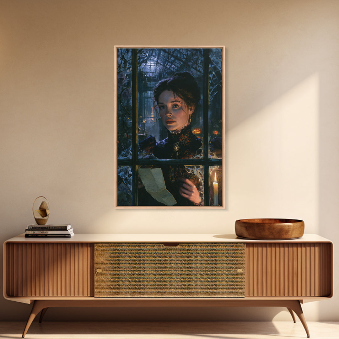 The Cemetery Greenhouse, Victorian Gothic Art, Vertical Wall Art, Canvas Print, Gothic Wall Decor, Halloween Portrait Art