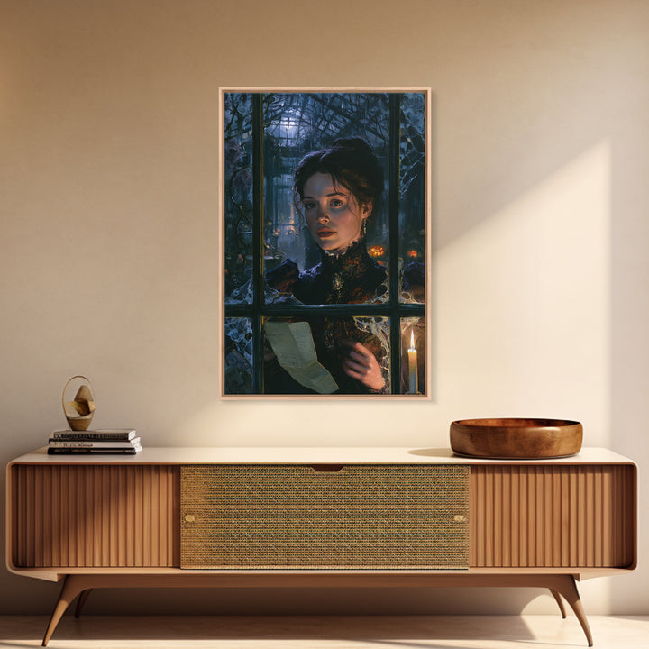 The Cemetery Greenhouse, Victorian Gothic Art, Vertical Wall Art, Canvas Print, Gothic Wall Decor, Halloween Portrait Art