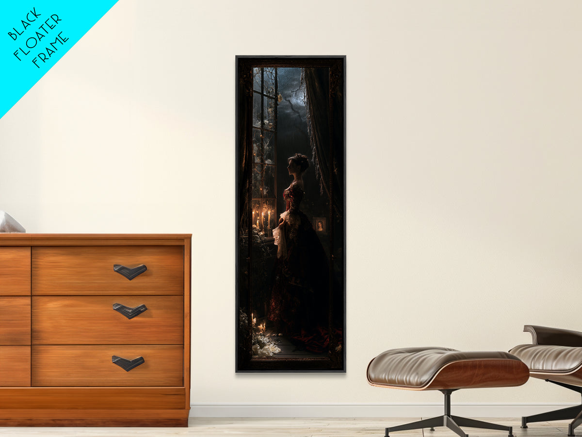 The Cemetery Greenhouse, Antique Gothic Portrait, Tall Narrow Wall Art, Canvas Print, Gothic Wall Decor, Halloween Portrait Art