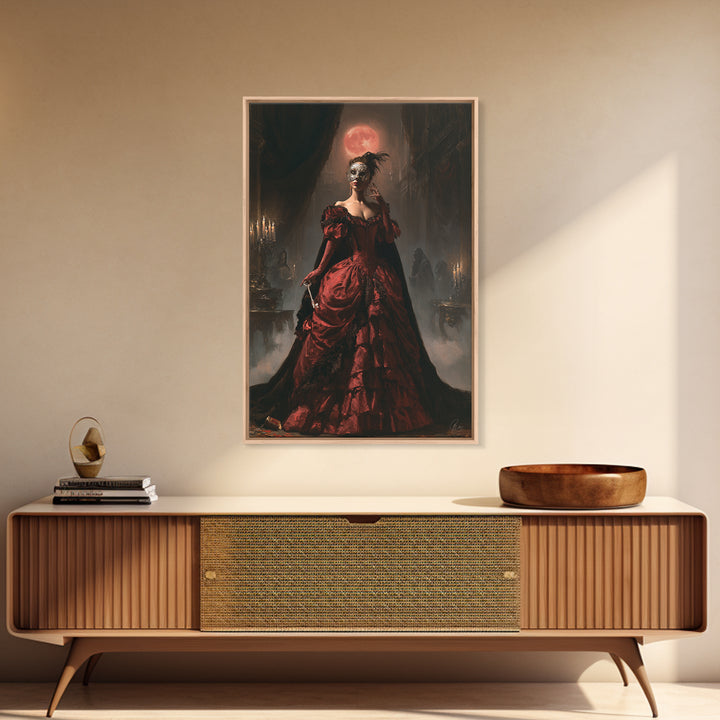The Midnight Masquerade, Antique Gothic Portrait, Vertical Wall Art, Canvas Print, Gothic Wall Decor, Halloween Portrait Art