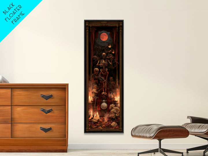 The Skeleton Orchestra, Dark Academia Wall Art, Tall Narrow Wall Art, Canvas Print, Gothic Wall Decor, Halloween Portrait Art